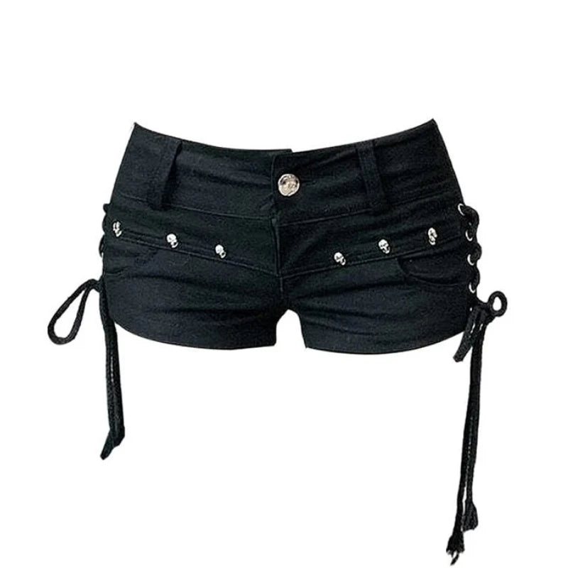 Summer Women Y2k Streetwear Gyaru Harajuku Fashion Grunge Vintage Coquette Low Rise 2000s Jean Shorts Denim Hot Pants Japanese