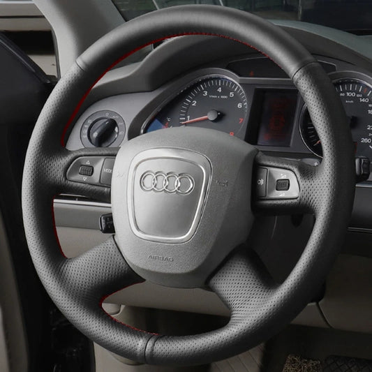 DIY Black Faux Leather Car Steering Wheel Cover For Audi A3 8P Sportback A4 B8 Avant A5 8T A6 C6 A8 D3 Q7 8R Q5 4L S4 S3