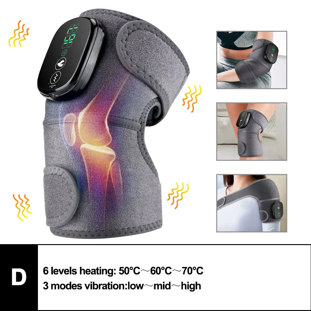 Electric Heated Vibration Knee Massage Pad, 3 in 1 Massager for Shoulder Elbow, Hot Compress Thermal Joint Brace Muscle Relaxation