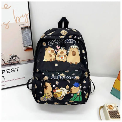 Cute Large Capacity Capybara Backpack, Cartoon Breathable Student Schoolbag, Nylon Ultra-light Book Bag, Back to school Girl
