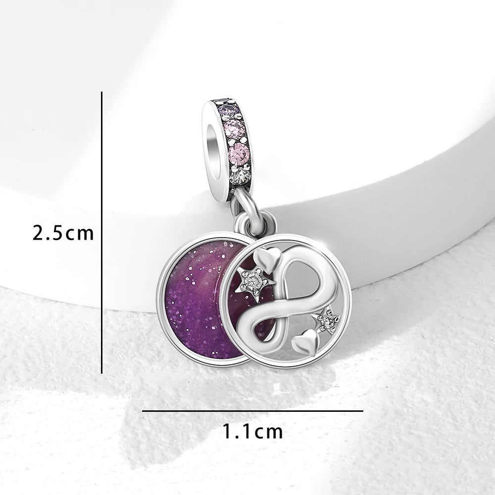New Fashion 925 Sterling Silver Romantic Starry Sky Moon Sun Stars Pendant Fit Original Charms Bracelet Women Jewelry Gift