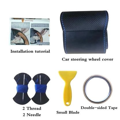 DIY Black Faux Leather Car Steering Wheel Cover For Audi Audi A3 8P Sportback A4 B8 Avant A5 8T A6 C6 A8 D3 Q7 8R Q5 4L S4 S3