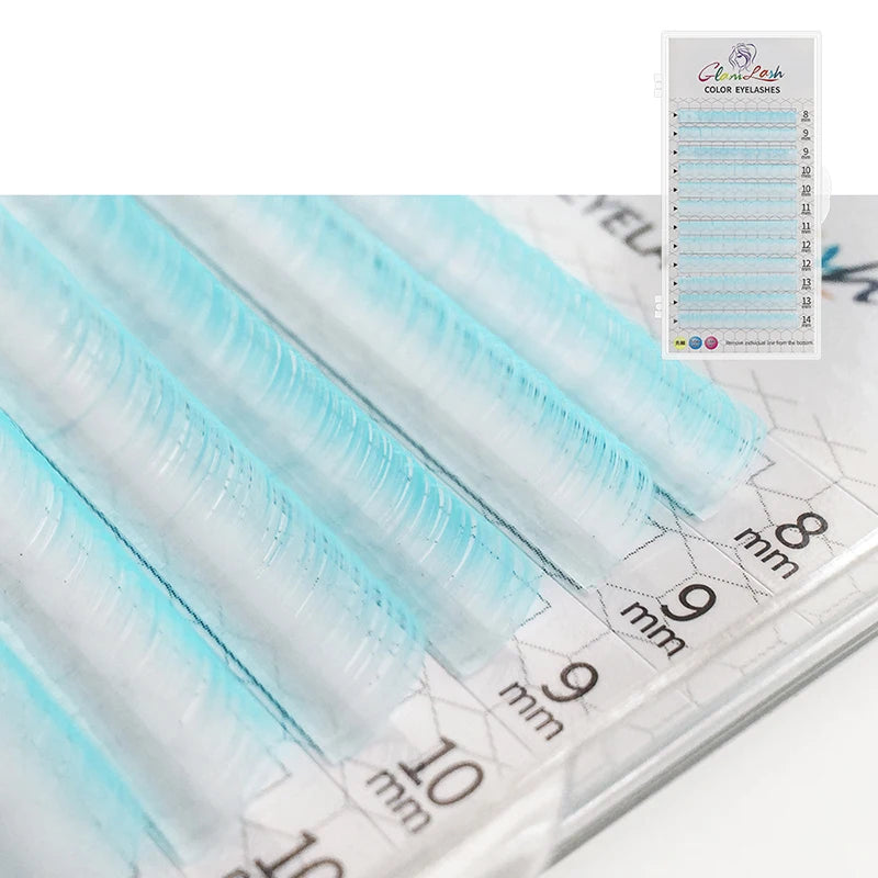 GLAMLASH Colored Lashes Lake Blue/Lavender/Cinnamon/Dark Green/Matcha Grey Individual Natural False Colorful Eyelash Extension