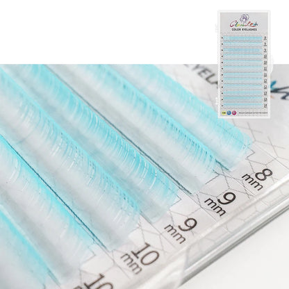 GLAMLASH Colored Lashes Lake Blue/Lavender/Cinnamon/Dark Green/Matcha Grey Individual Natural False Colorful Eyelash Extension