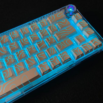 Contour Lines Translucent Keycaps Side Engraving Cherry Profile Black White Key Cap 60 70 80 90 100 Layout Mechanical Keyboard