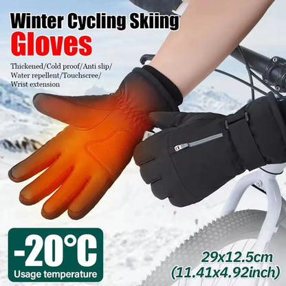 GTUBIKE Winter Warm Gloves for Outdoor Cycling Skiing Thickened Cold-Resistant Gloves Waterproof Touch Screen Camping Equipment
