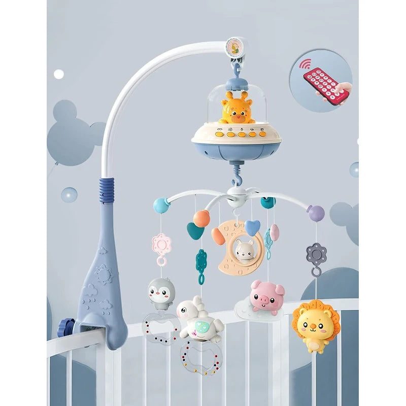 Baby Crib Mobile with Lights Music Projection for Infants 0-6 Months Remote Control Crib Toys for Newborn Baby Mobile for Crib