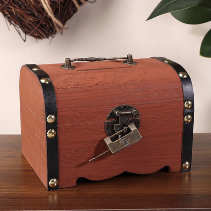 Classic Treasure Chest Savings Box with Secure Lock for Home Ornamentation