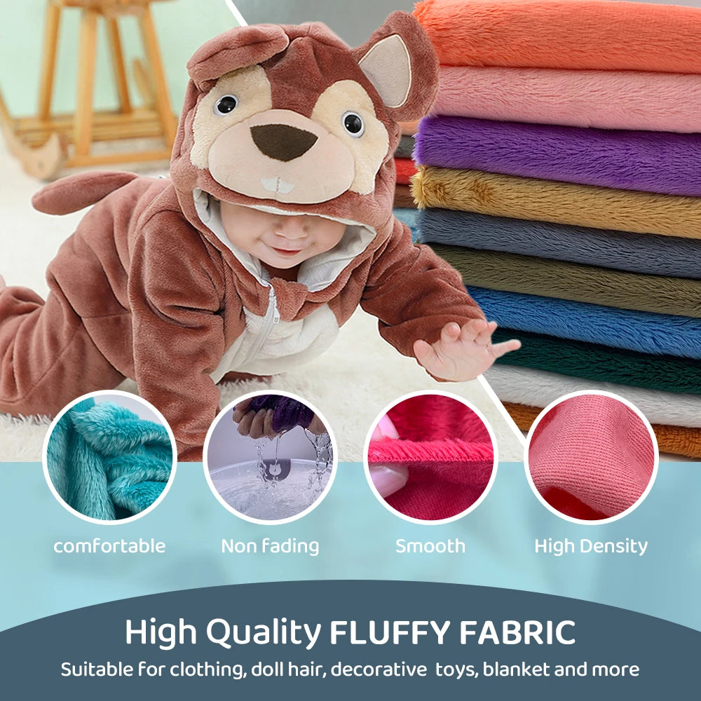 5mm Pile Length Soft Minky Fabric Sewing For Cotton Doll Hair Thicken Encryption Fabric Plush Single Sided Stuffed Animals Toys