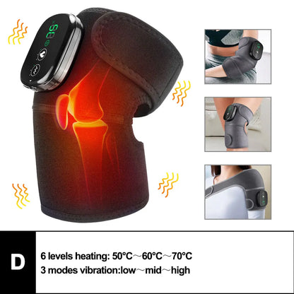 Electric Heated Vibration Knee Massage Pad, 3 in 1 Massager for Shoulder Elbow, Hot Compress Thermal Joint Brace Muscle Relaxation