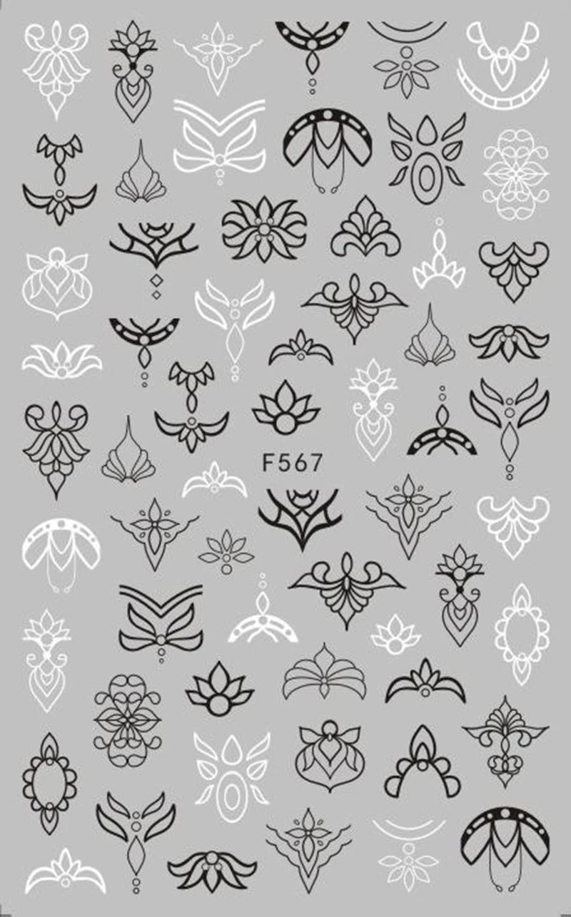 3d Nail Art Decals Tropical Palm Leaves Flowers Laces Faces Adhesive Sliders Nail Stickers Decoration For Nail Manicure