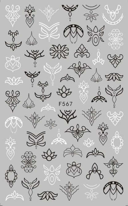 3d Nail Art Decals Tropical Palm Leaves Flowers Laces Faces Adhesive Sliders Nail Stickers Decoration For Nail Manicure