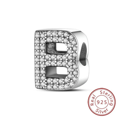 925 Sterling Silver 26 Letters Charms A-Z Alphabet Beads Fit Original Bracelet for Women Girl DIY Fine Jewelry Gift