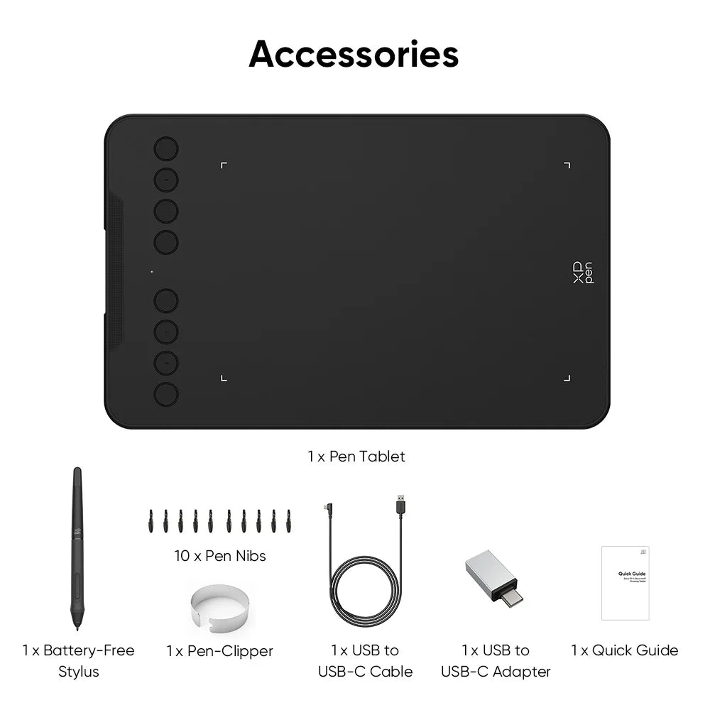 XPPen Deco Mini7 V2 Graphics Tablet, 7*4.3 Inch Digital Drawing Tablet, 8 Keys 16384 Levels 60 Tilt for Art Drawing Signature