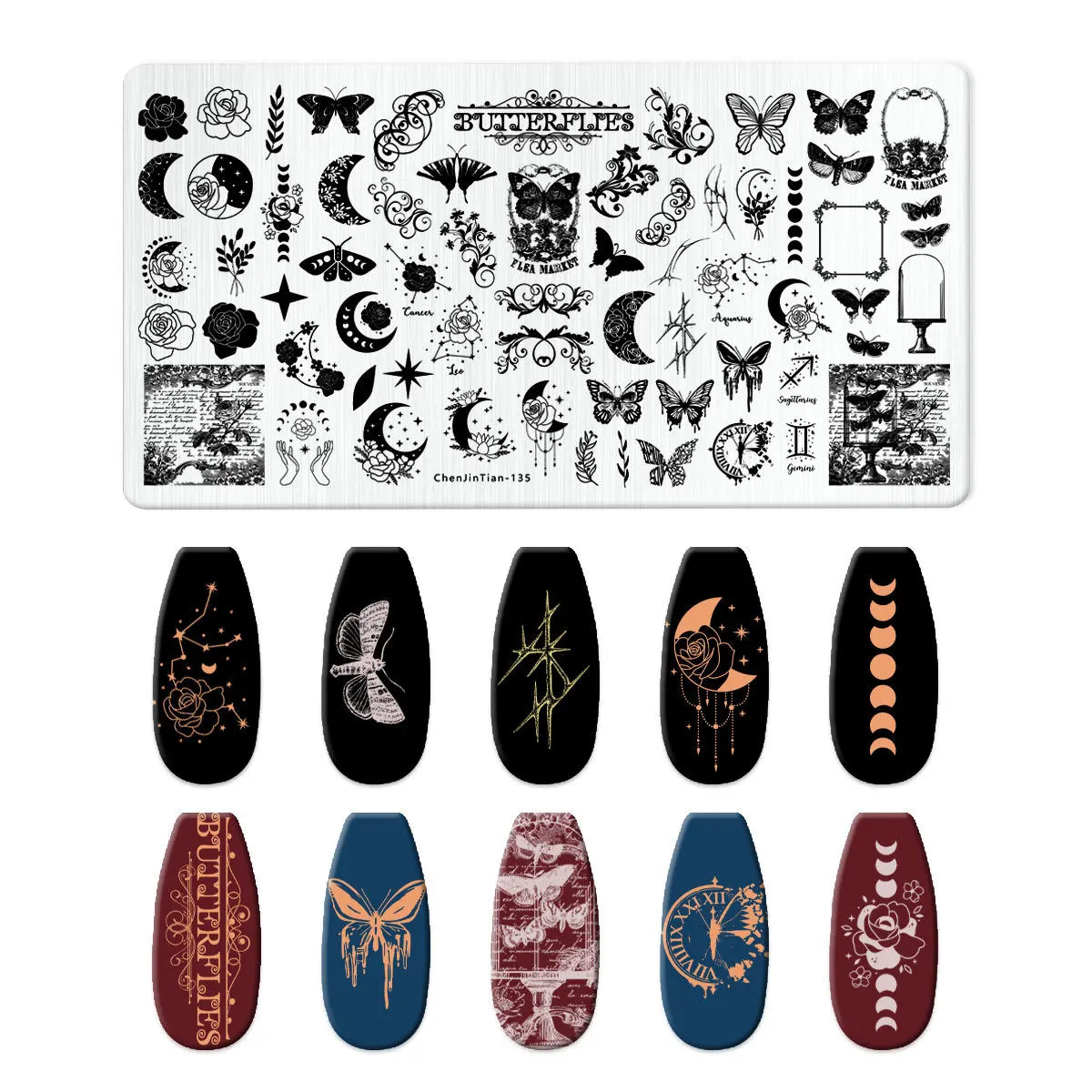 RJ Halloween Nail Stamping Plates, Beautiful zombie Festival Pattern Nail Art Image Plates, Stainless Steel Nail Art Plate Stencil