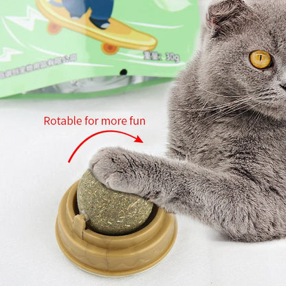 Natural Catnip Cat Wall Stick-on Ball Toy, Scratchers, Treats, Healthy, Natural, Removes Hairballs to Promote Digestion, Cat Grass Snack