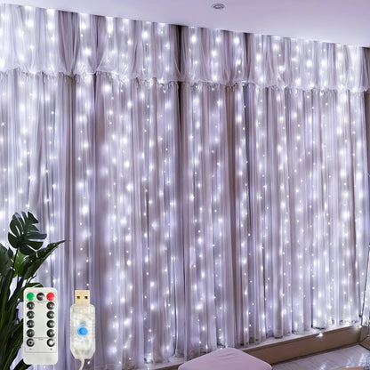 USB Christmas LED curtain lights, indoor fairy curtain lights, suitable for bedroom, background windows, holiday lighting
