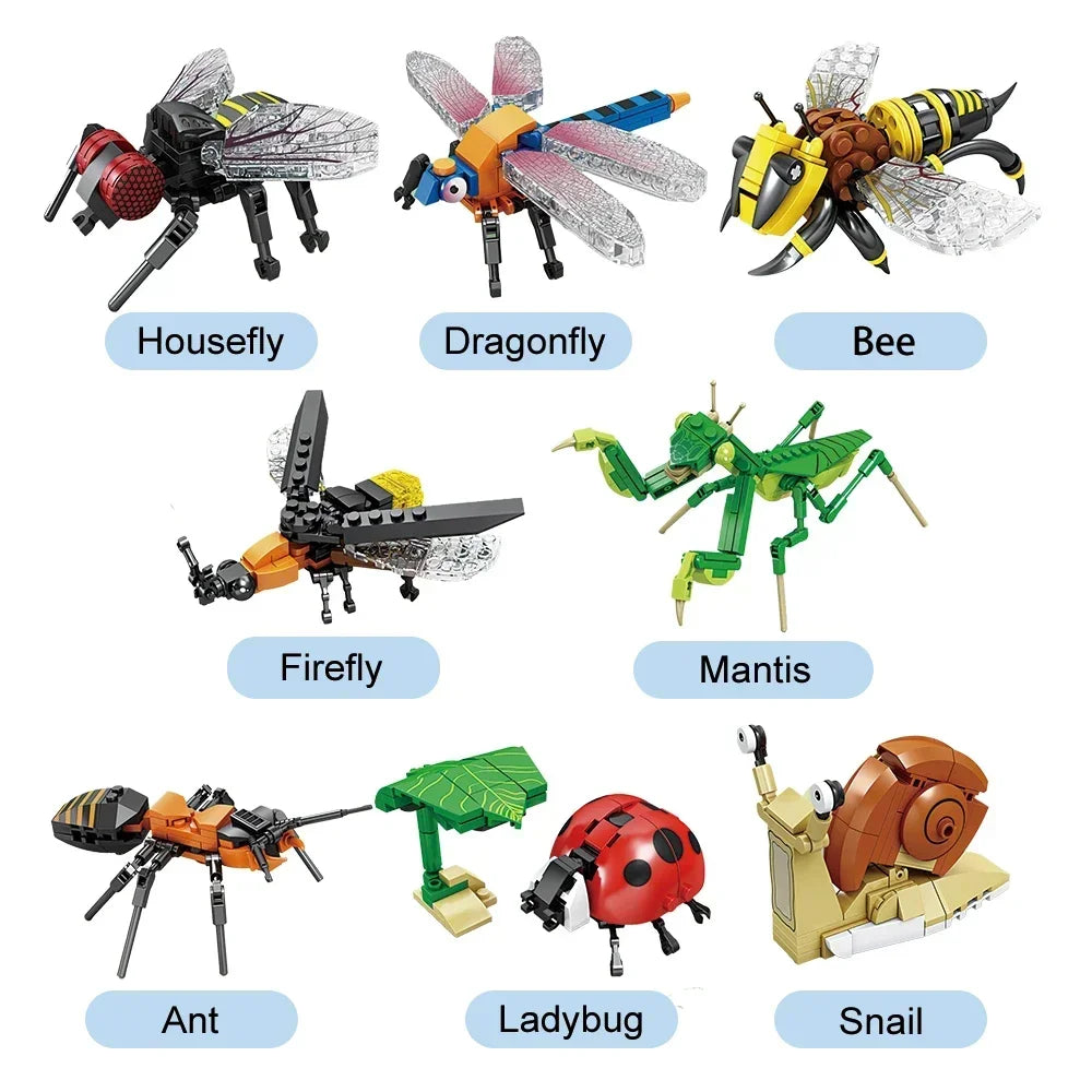 Ladybug Insects Building Blocks Toys Set - Long-Lasting Play for Kids, Great Collectible Models Dragonfly Mantis Housefly & More
