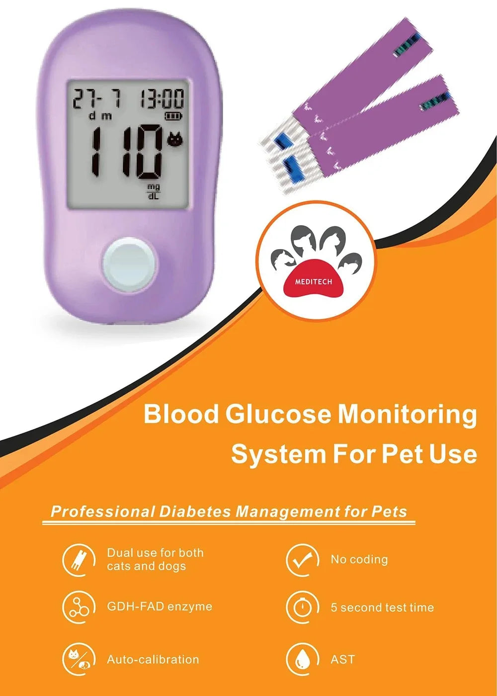 Blood Glucose Meter, Blood Glucose Monitoring System For Pet Use, Professional Diabetes Management for Pets, Pets Accessories, Pets Clinic