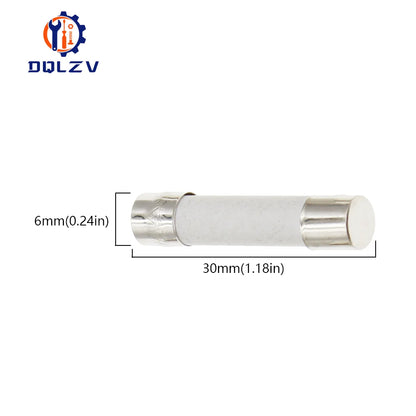 Car Fuse Pipe 5X20MM 6X30MM Fast Blow Ceramic Fuse 250V 0.5A 1A 2A 3A 4A 5A 6A 6.3A 8A 10A 15A 20A 25A 30A AMP Fuse Ceramic Fuse
