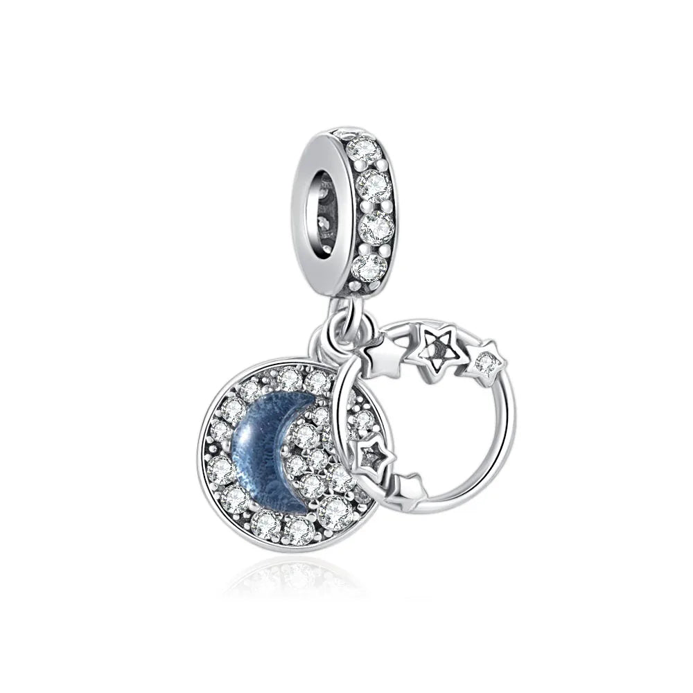 Nuevo colgante de plata 925 compatible con pulsera original, joyas para mujer, serie azul, colgante de pulpo, delfín, búho, camaleón