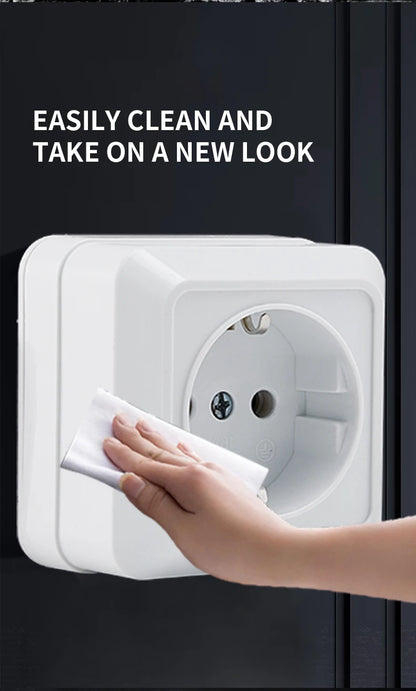 WESA White Wall Mount Socket EU Standard Electrical Outlett Ground Vintage Surface Power Socket Plug Flame Retardant Plastic