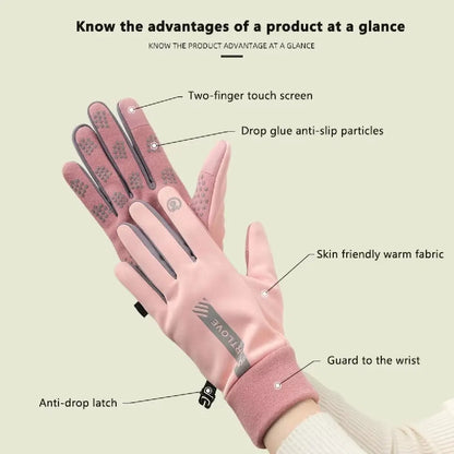 Women's Winter Cycling Bike Gloves, Thermal Fleece, Cold Resistant, Windproof, Warm, for Outdoor Running and Skiing