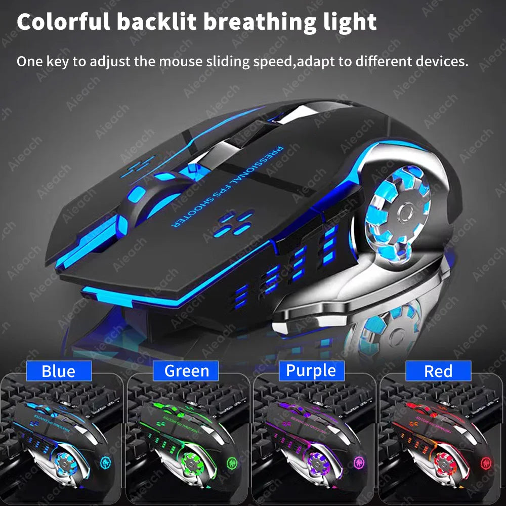 Rechargeable Wireless Mouse Gaming Computer Silent Bluetooth Mouse USB Mechanical E-Sports Backlight PC Gamer Mouse For Computer