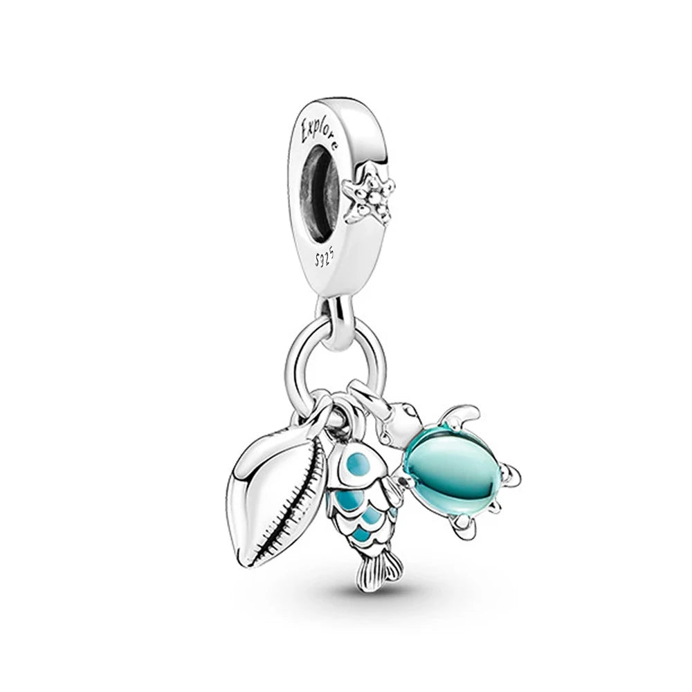 Sterling Silver Hot Sale  Ocean World Series Sea Turtle Starfish Little Crab Octopus Fashion Bead Fit Lady Bracelet DIY Jewelry