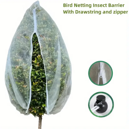 Extra-Thick Garden Netting With Drawstring & Zipper - Insect & Bird Protection For Fruits, Citrus, Flowers PE Material Insect Netting