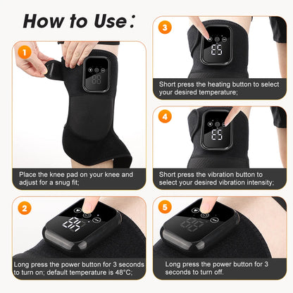 3-in-1 Heated Vibration Massager for Knee, Shoulder, and Elbow - 3 Heat Levels, 3 Vibration Modes, Non-Slip Wrap Design