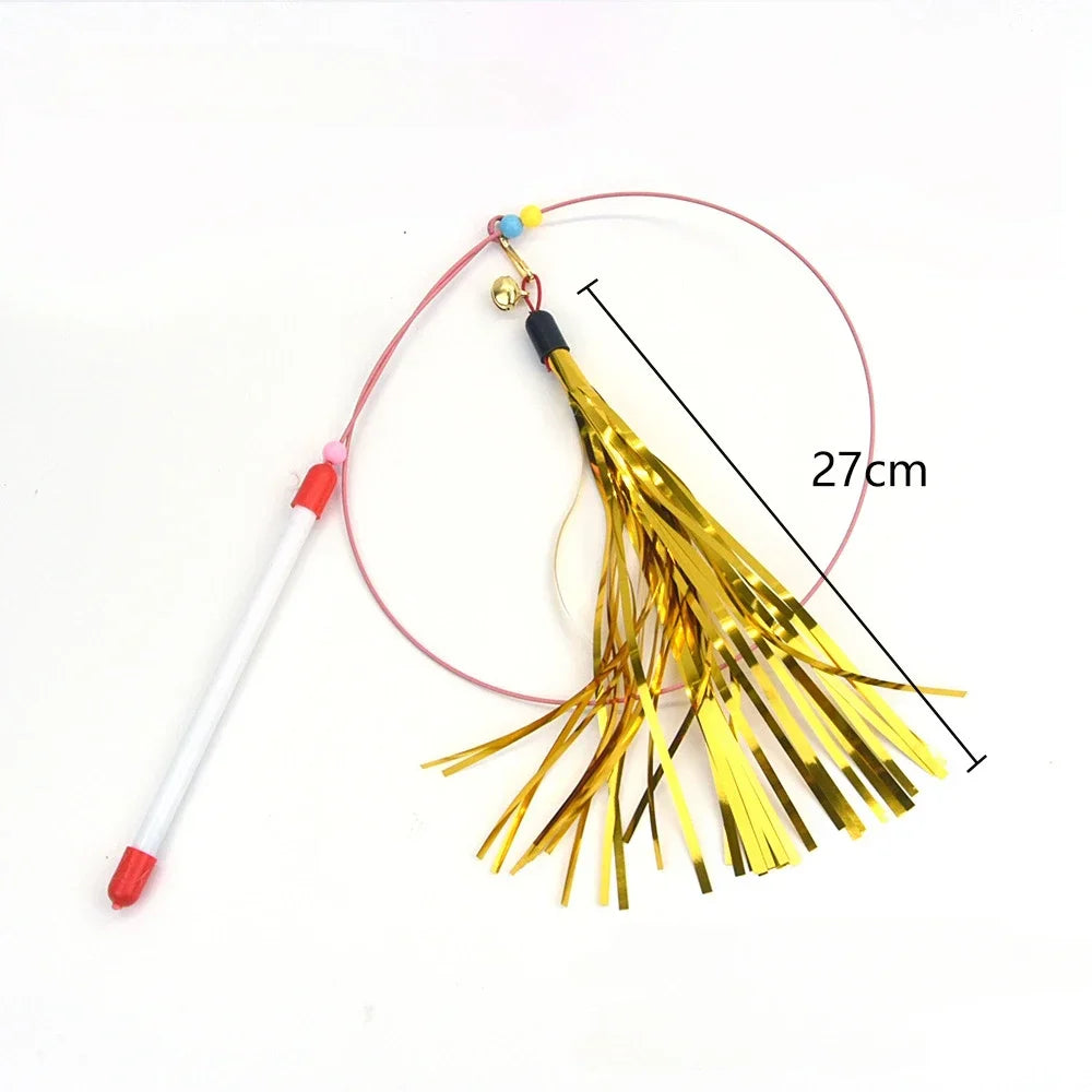 Interactive Cat Toy Hands-Free Cat Stick Playing Kitten Playing Teaser Wand Toy Suction Cup Bird/Feather Cat Wand Pet Supplies