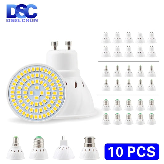10pcs LED Spotlight Bulb E27 E14 MR16 GU10 B22 220V LED Lamp 48 60 80 LED 2835 SMD Spot Light 3w 4w 5w