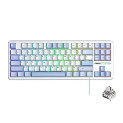 F87Pro Mechanical Keyboard, 2.4g/Usb/Bluetooth Tri Mode Wireless 87 Key 5 Layer Silencing Filling Suitable For Gaming Typing, AULA