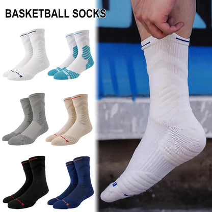 Bullfight 2.0 Men's High-top Sports Towel Basketball Socks, Bottom Practical Professional Long-tube Mid-tube Elite Thick Running Socks