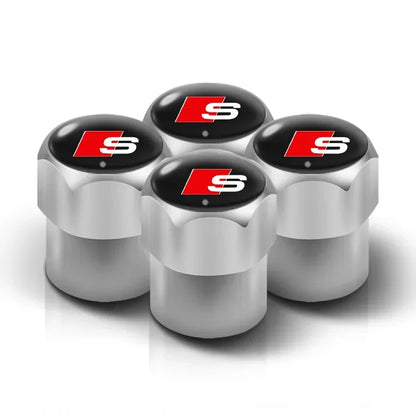 4PCS is suitable for metal wheels, tires, valve markings, and modified accessories of Audi RS SLine S TT A3 A4 A5 A7 A8 A1 A2 A6