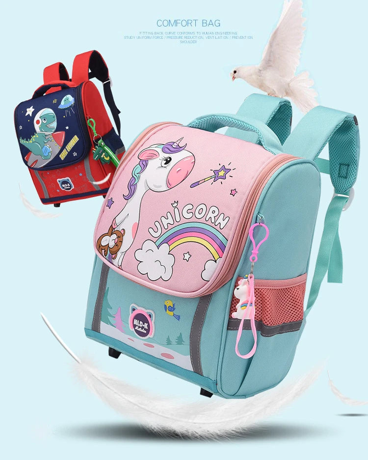 Cute Girls Unicorn Backpacks For Boys 1-3 Grade Cartoon Orthopedic Waterproof Backpack Kindergarten School Bag Mochila Escolar