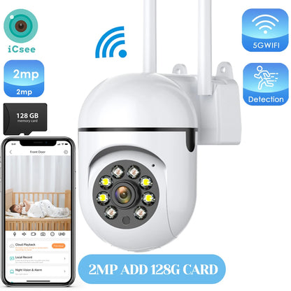 4MP Outdoor WiFi Camera 2K HD Security PTZ IP Camera AI Auto Detect Tracking Indoor Baby Night Color Camera Surveillance ICSee