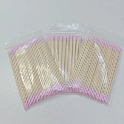 100/300/500 Pcs Disposable Ultrasmall Cotton Swab Brush Lint-Free Micro Wood Makeup Brushes for Eyelash/Tattoo Cleaning, Tattoo Accessories