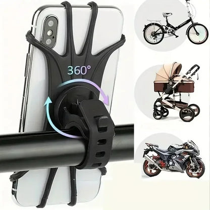 VIKEFON 360 Rotatable Mobile Phone Bicycle Holder Bike Safe Bracket Silicone Support Silicone Pull Type For All Phone Stand
