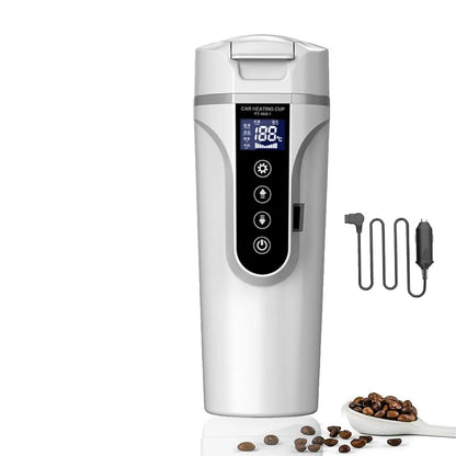 12V24V 500ML Electric Heating Car Water Cup Coffee Milk Dry Boil Protection Travel Kettle Stainless Steel Car Winter Accessories