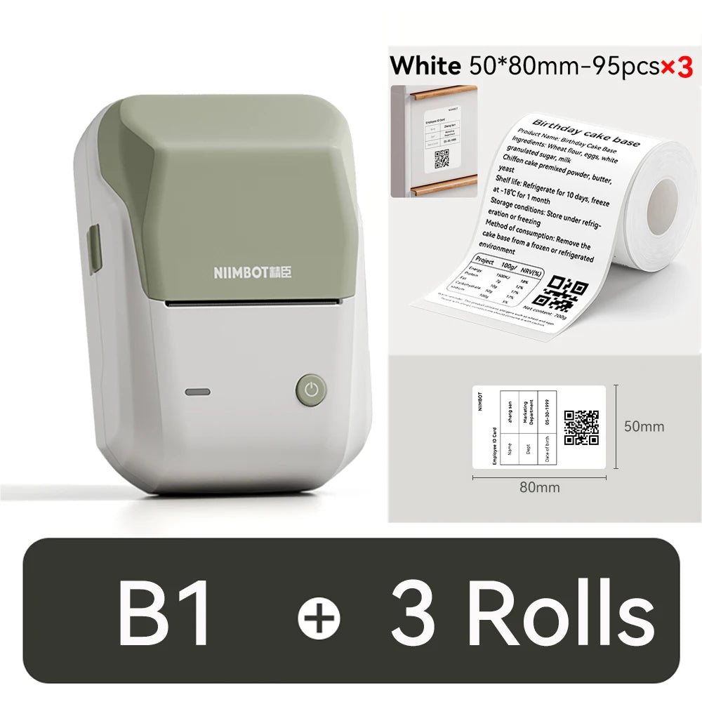 NIIMBOT B1 Portable Thermal Printer With Tapes 2 Inch Adhesive Label Printer Mini Bluetooth Sticker Maker Support Smartphones PC