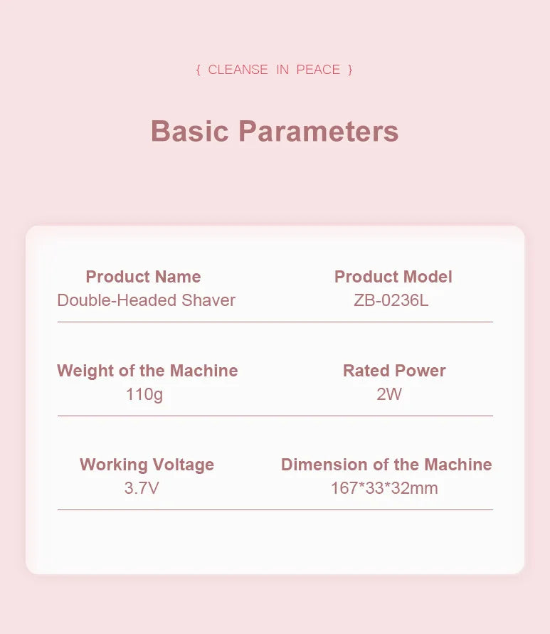 Waterproof Rechargeable Electric Shaver, Mini Women Bikini Trimmer, Body Hair Remover, Mini Double Headed Electric Epilator