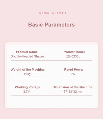 Waterproof Rechargeable Electric Shaver, Mini Women Bikini Trimmer, Body Hair Remover, Mini Double Headed Electric Epilator