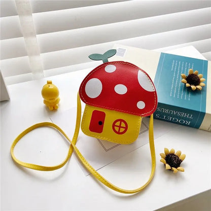Bolso de hombro cruzado para niños con diseño de hongo, cartera para niños, estilo coreano, bolso de mano informal, de 1 a 8 unidades
