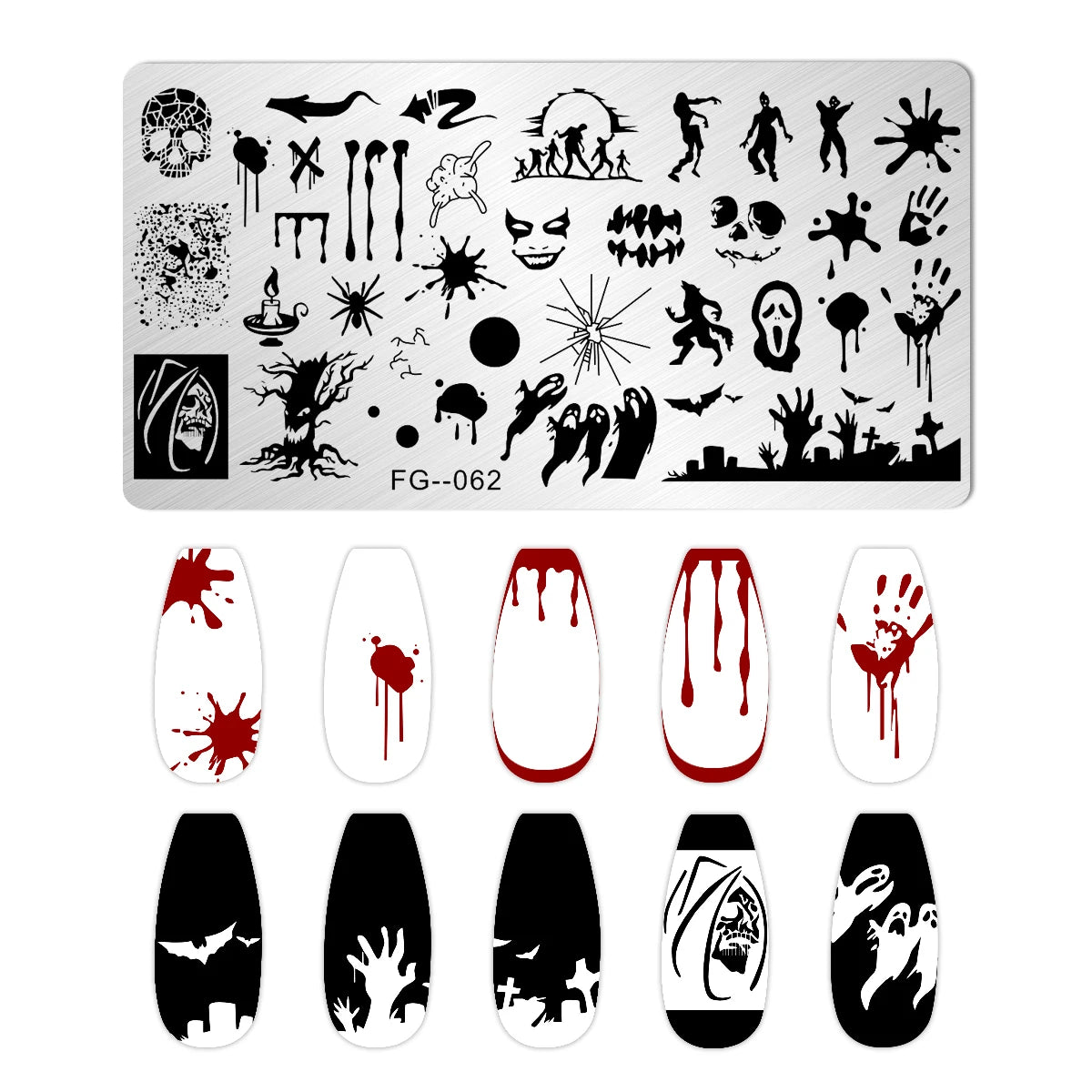 RJ Halloween Nail Stamping Plates, Beautiful zombie Festival Pattern Nail Art Image Plates, Stainless Steel Nail Art Plate Stencil