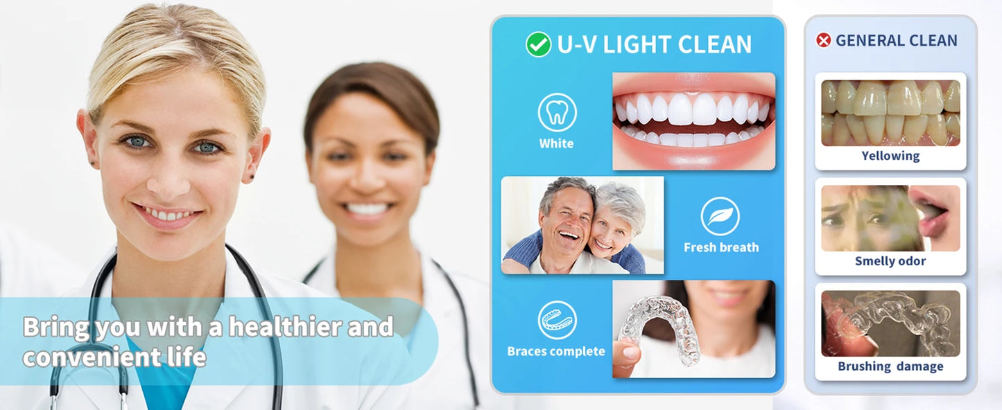 KUNPHY Dental Ultrasonic Retainer Cleaner Machine with UV Light Digital Timer for Denture Mouth Guard Aligner Night Guard 300ML