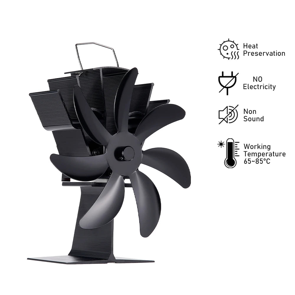 7 Blades Stove Fan Heat Powered Fireplace Fan Log Wood Burner Aluminum Alloy Eco-Fan Quiet Home Warm Efficient Heat Distribution