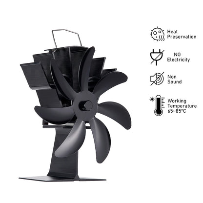 7 Blades Stove Fan Heat Powered Fireplace Fan Log Wood Burner Aluminum Alloy Eco-Fan Quiet Home Warm Efficient Heat Distribution