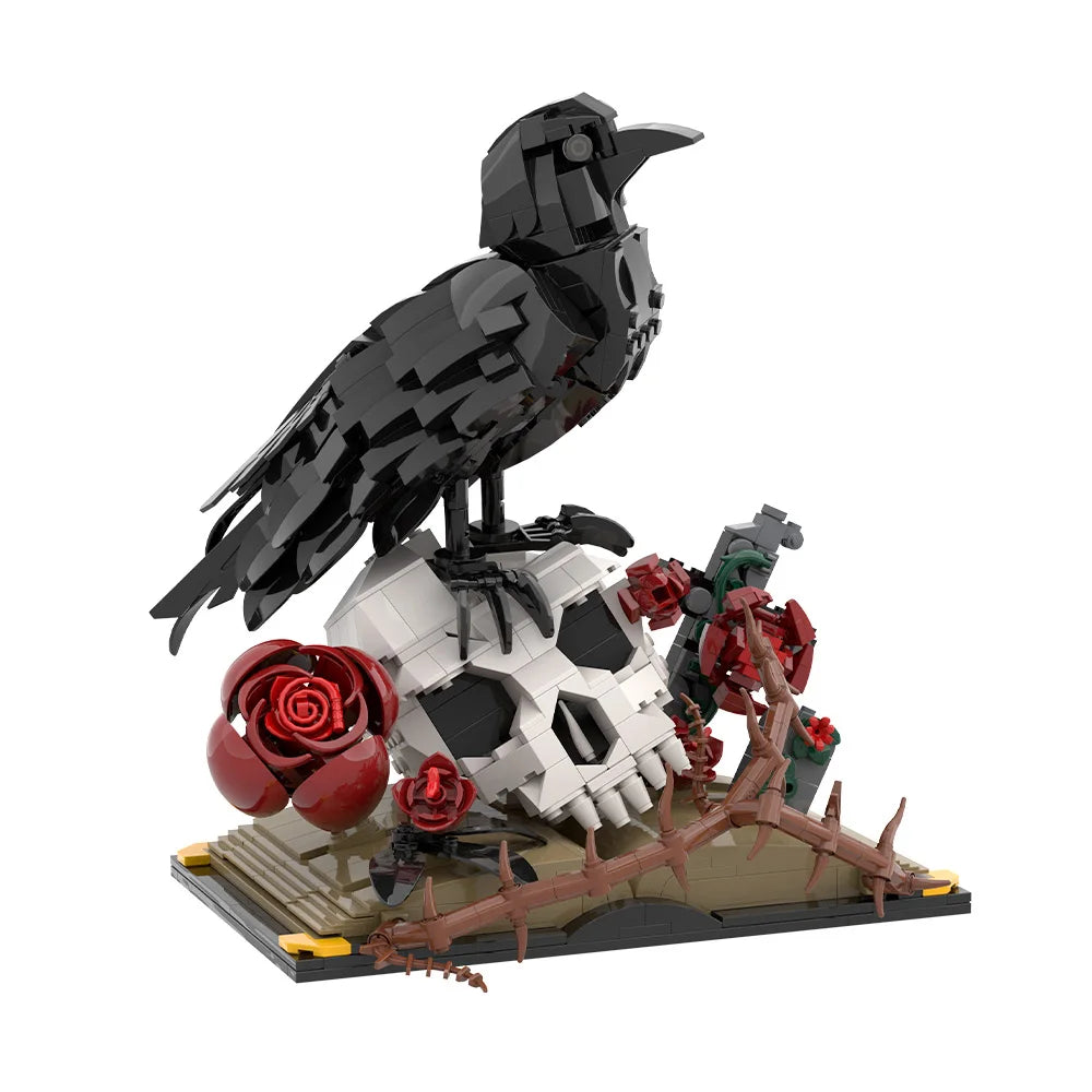 MOC Raven Model Building Blocks Sets Clever Raven Black Bird 3D Home Ornament Brick STEM Toy Adult Valentine's Day Gift